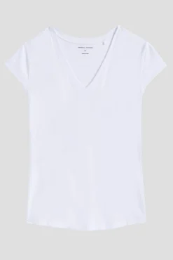 Ashley V Neck Cap Sleeve Tee White