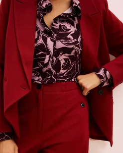 Audrey Relaxed Uniform Ponte Workpant Garnet