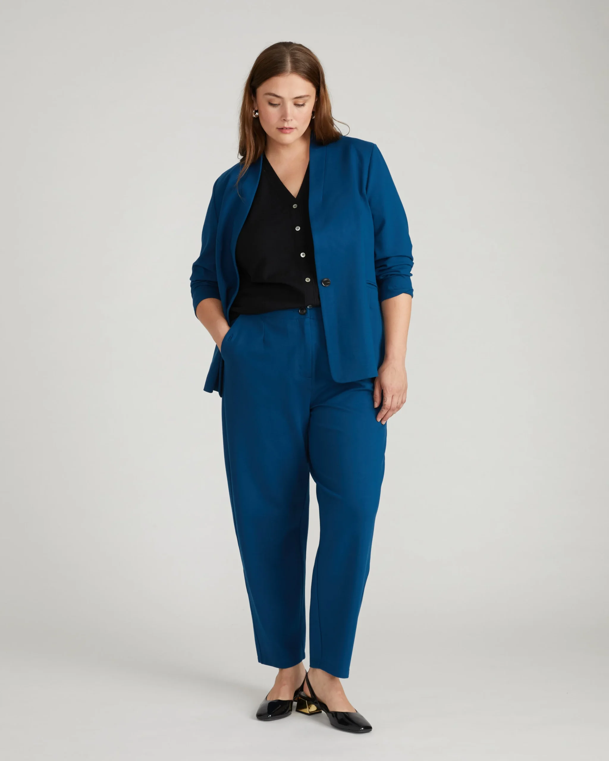 Audrey Relaxed Uniform Ponte Workpant Deep Teal