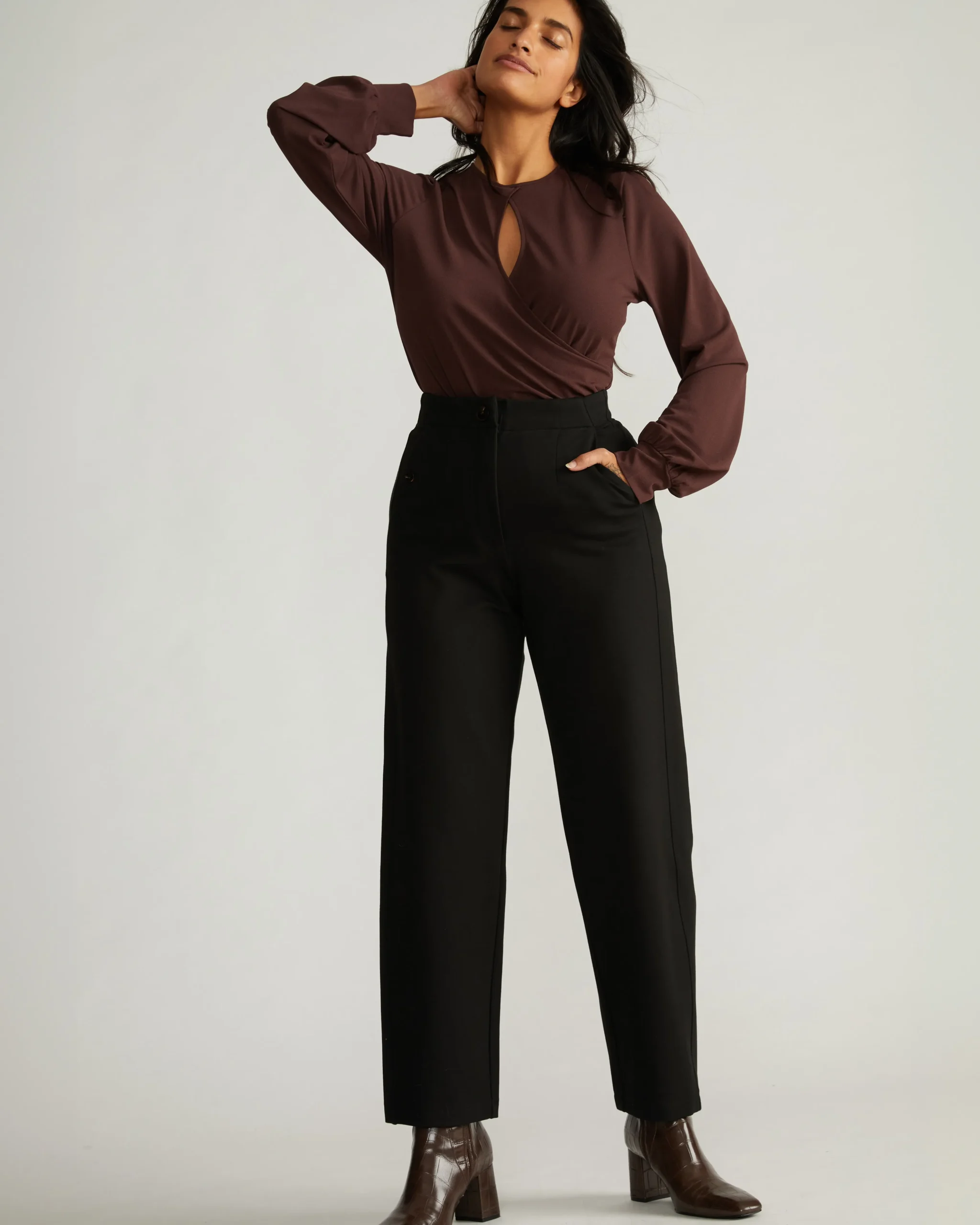 Audrey Relaxed Uniform Ponte Workpant Black