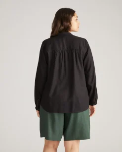 Avalon Linen Blend Blouse Black