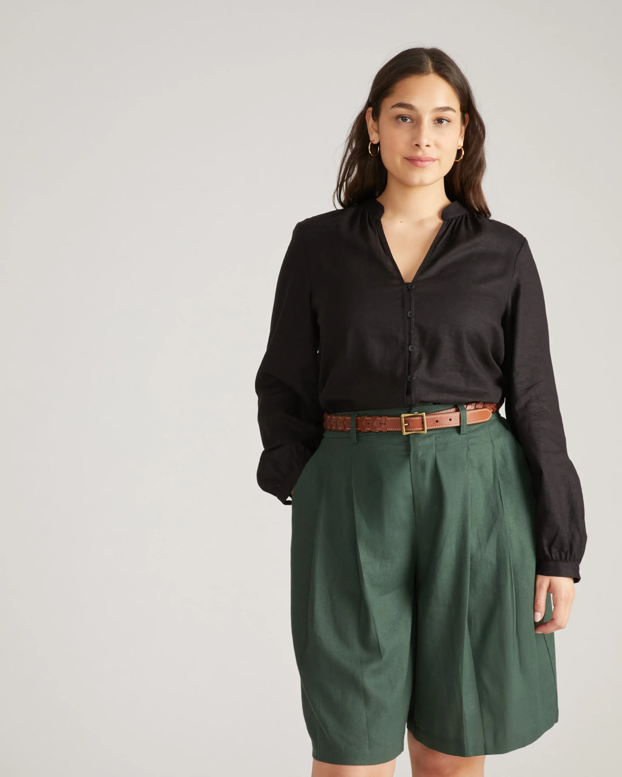 Avalon Linen Blend Blouse Black