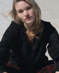 Avalon Linen Blend Blouse Black