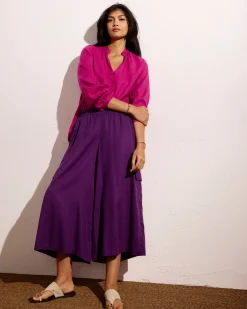 Avalon Linen Blend Blouse Hyper Pink