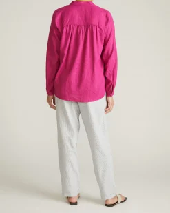 Avalon Linen Blend Blouse Hyper Pink