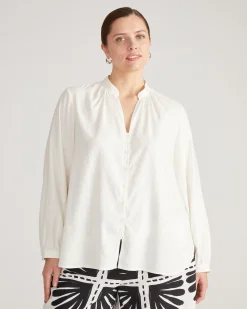 Avalon Linen Blend Blouse Natural White