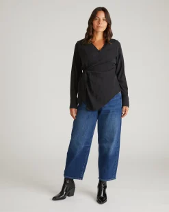 Beacon Stretch Cupro Wrap Shirt Black