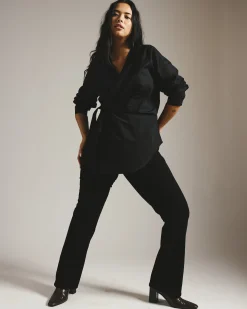 Beacon Stretch Poplin Wrap Shirt Black