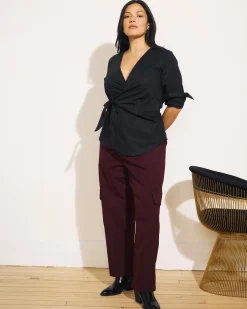 Beacon Stretch Poplin Wrap Shirt Black