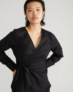 Beacon Stretch Poplin Wrap Shirt Black