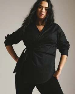 Beacon Stretch Poplin Wrap Shirt Black