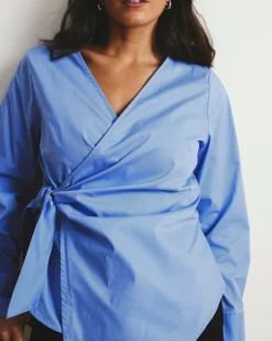 Beacon Stretch Poplin Wrap Shirt Soft Blue