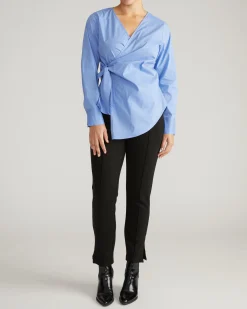 Beacon Stretch Poplin Wrap Shirt Soft Blue