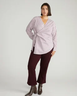 Beacon Stretch Poplin Wrap Shirt Lilac Multi Stripe