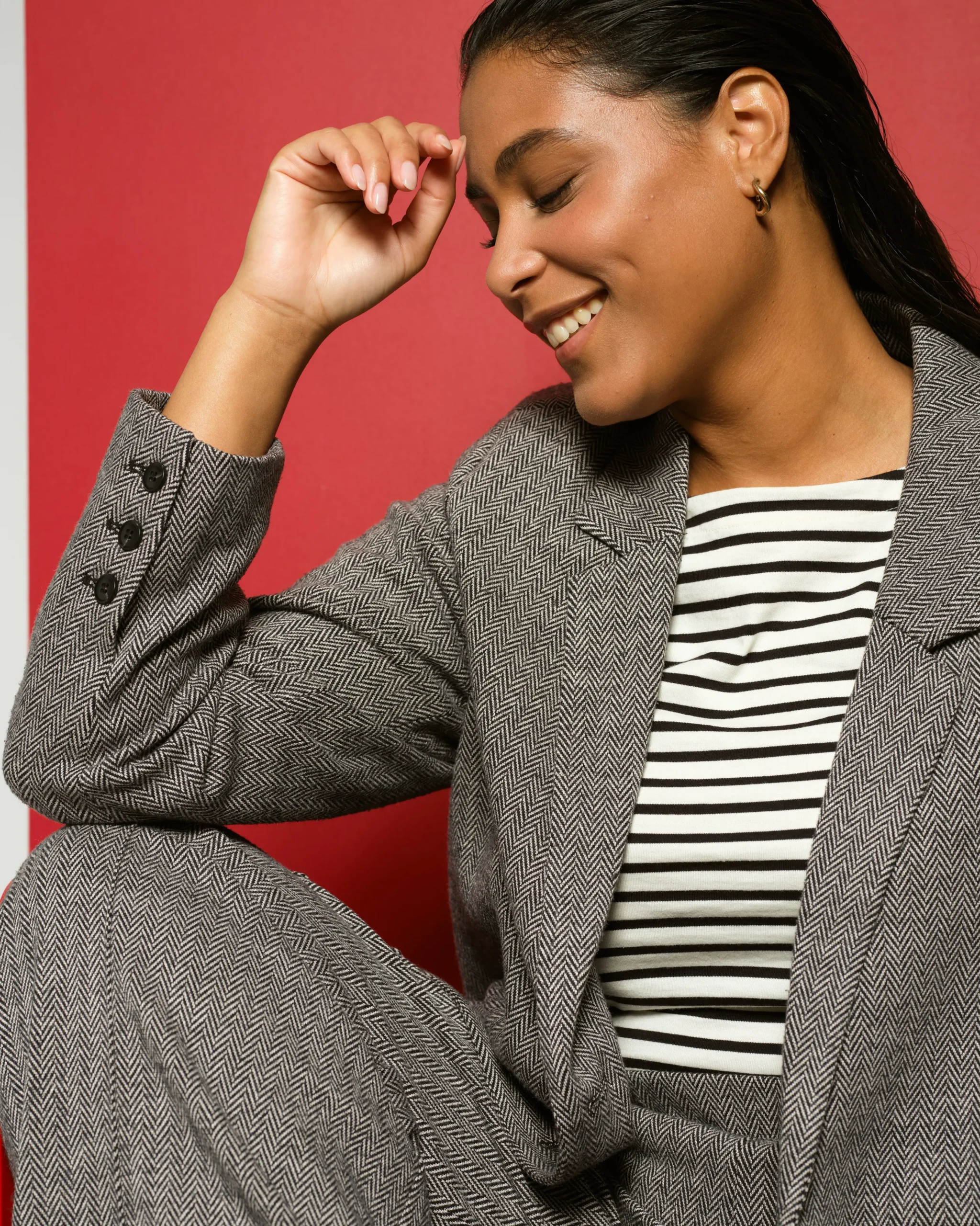 Beas Ponte Blazer Herringbone Tweed