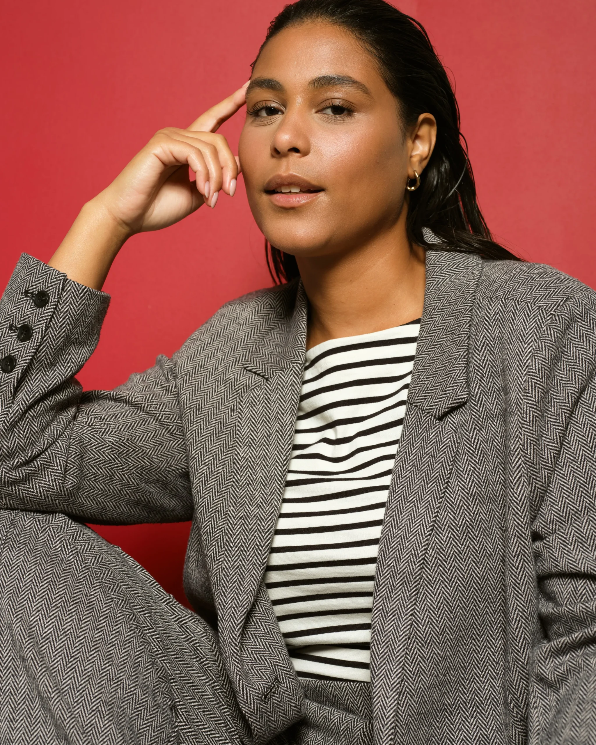 Beas Ponte Blazer Herringbone Tweed