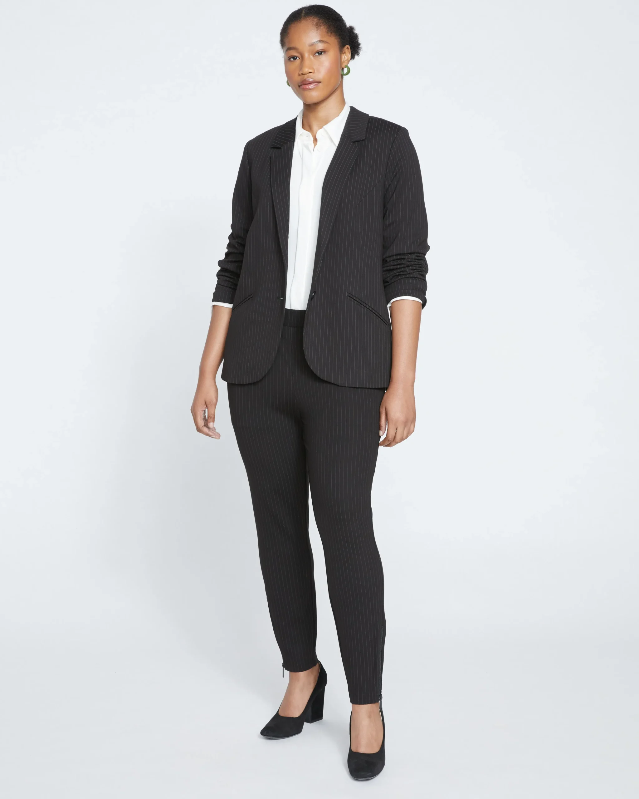Beas Ponte Blazer Slate Pinstripe