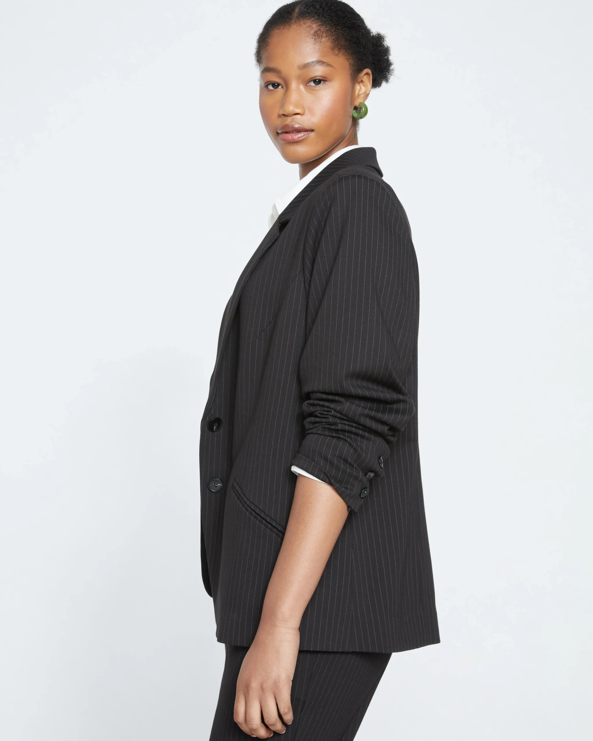 Beas Ponte Blazer Slate Pinstripe