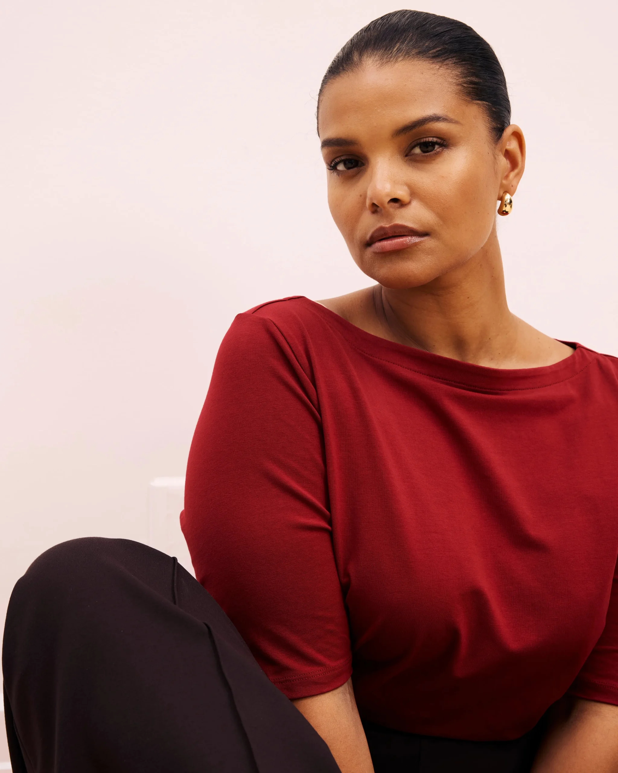 Bella Boatneck Tee Garnet