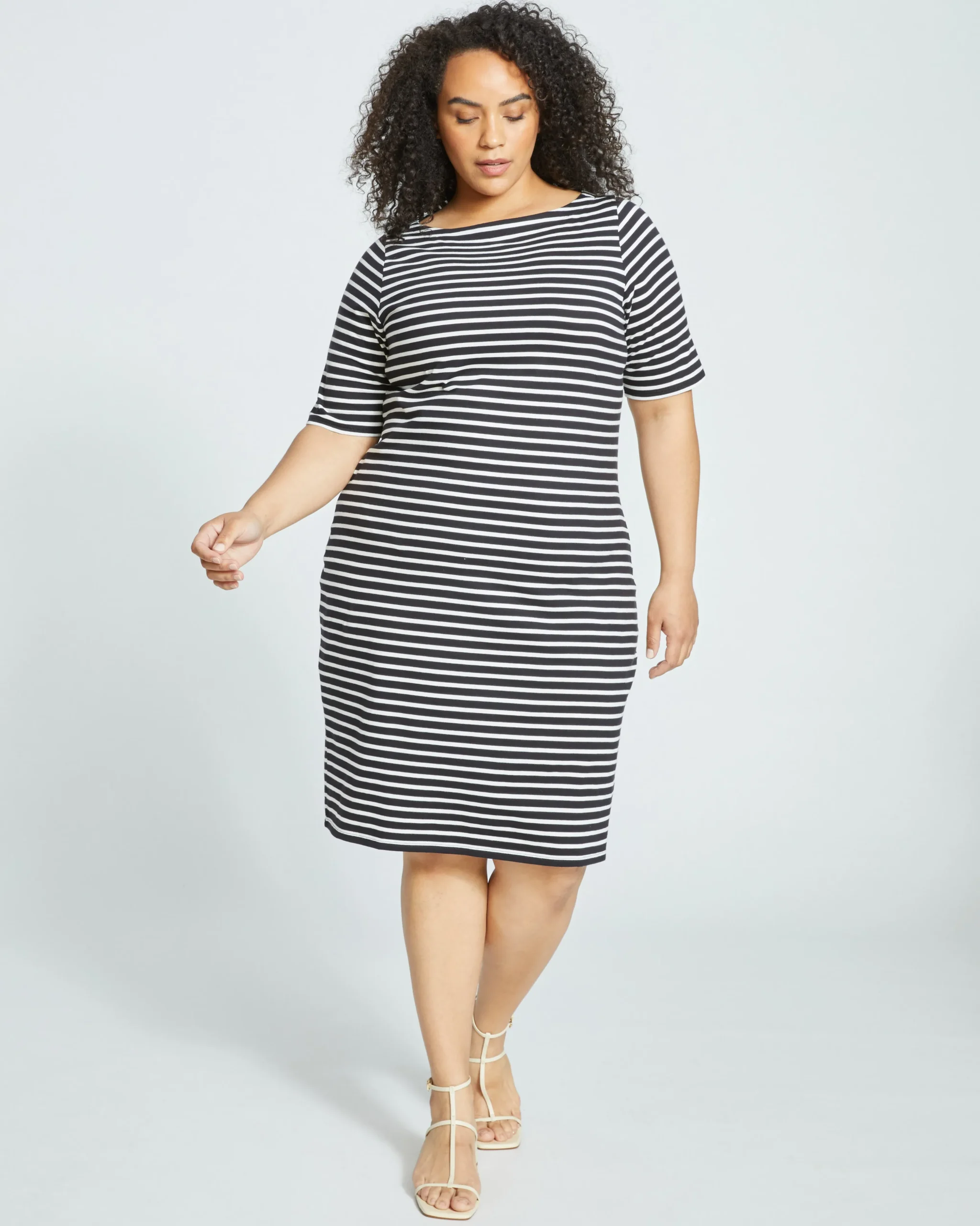 Belle Breton Stripe Jersey Dress Black/White Stripe