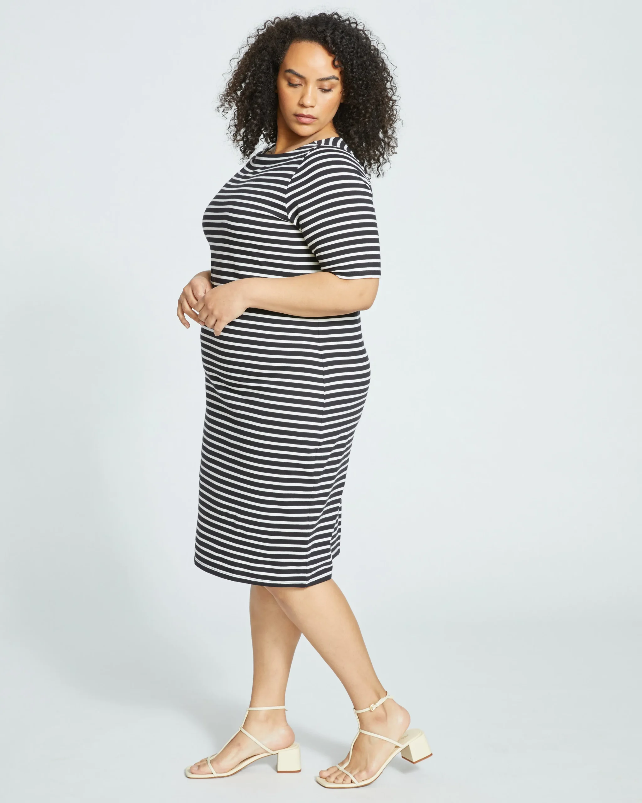 Belle Breton Stripe Jersey Dress Black/White Stripe