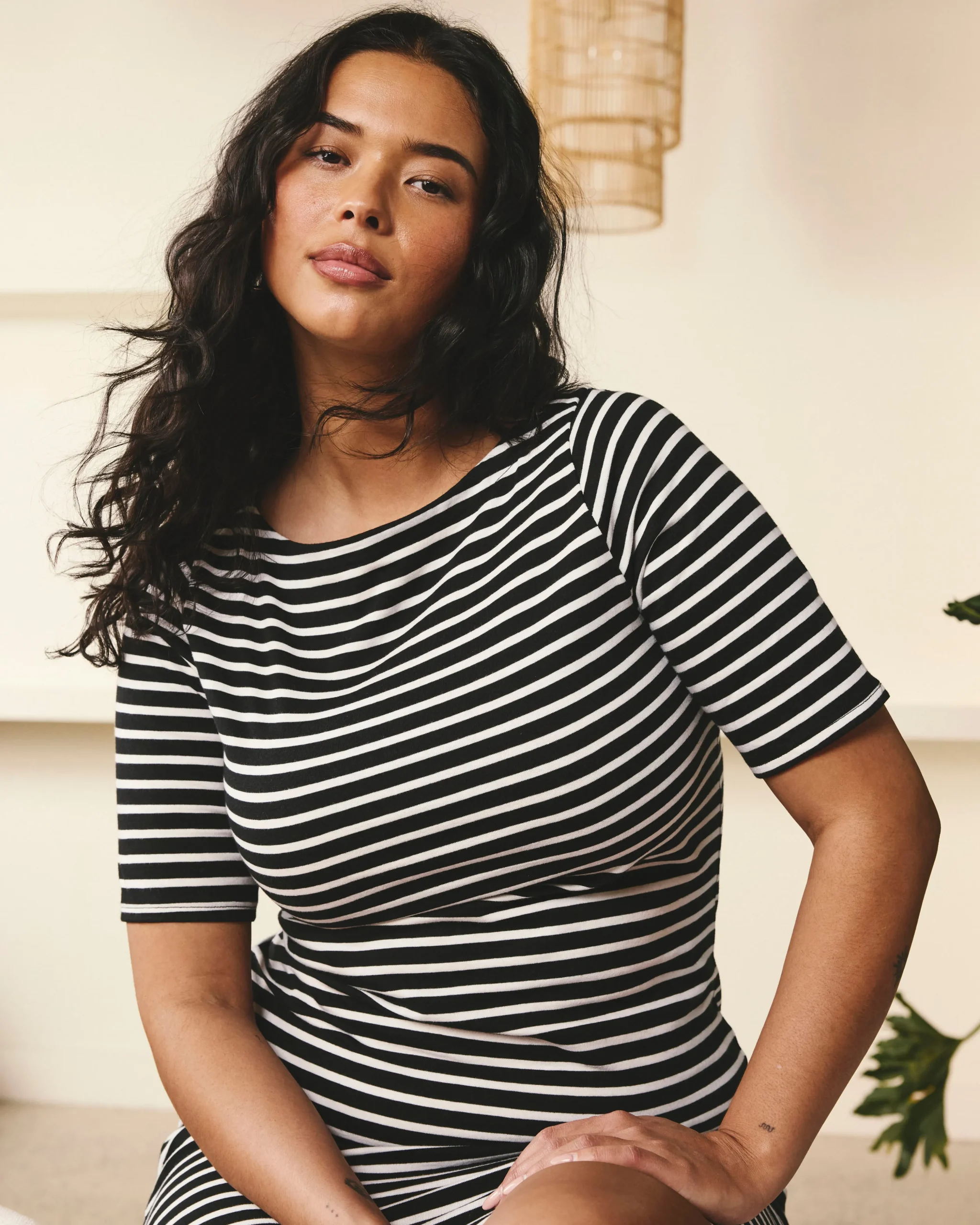 Belle Breton Stripe Jersey Dress Black/White Stripe
