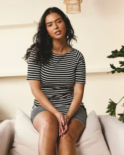Belle Breton Stripe Jersey Dress Black/White Stripe
