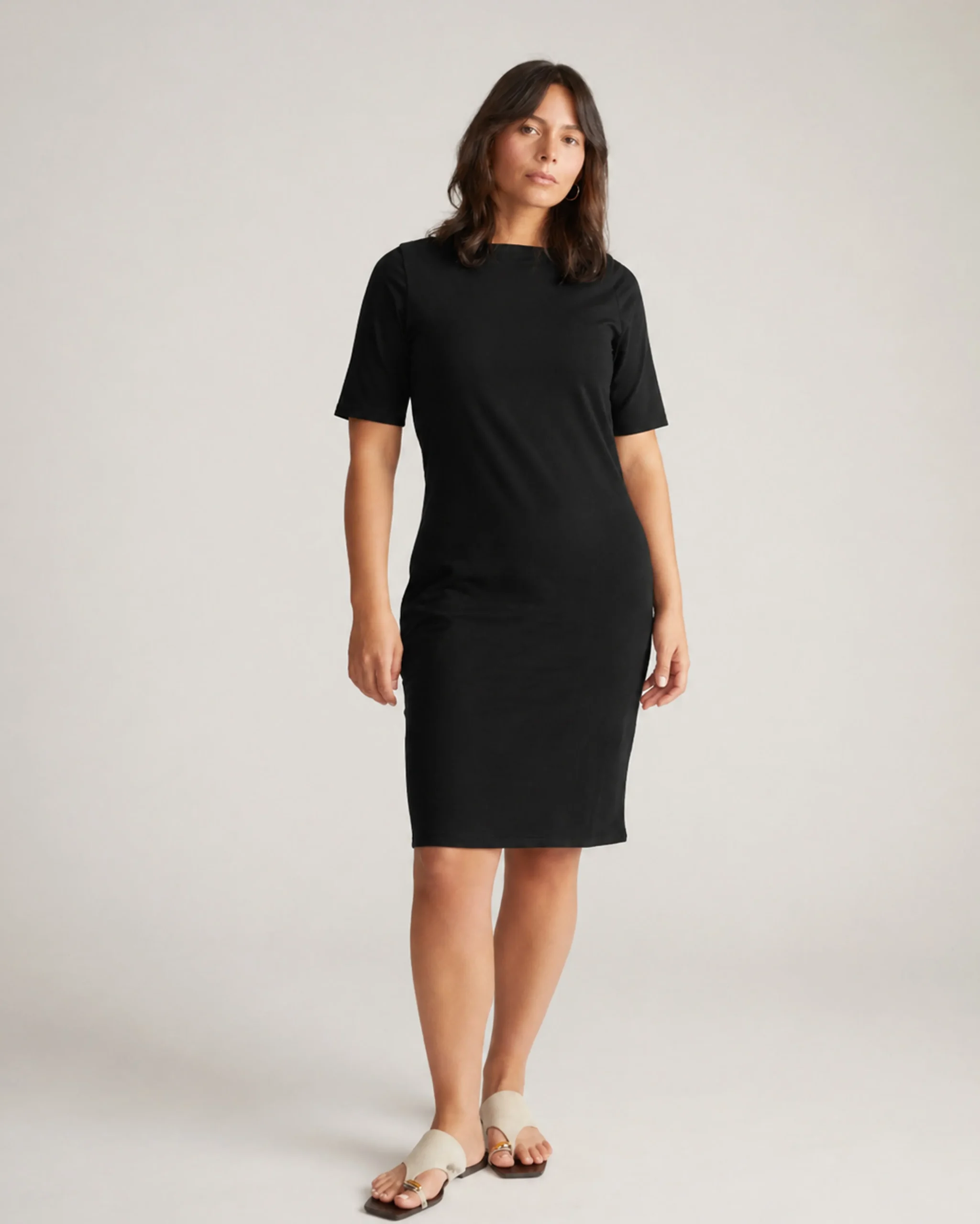 Belle Breton Stripe Jersey Dress Solid Black