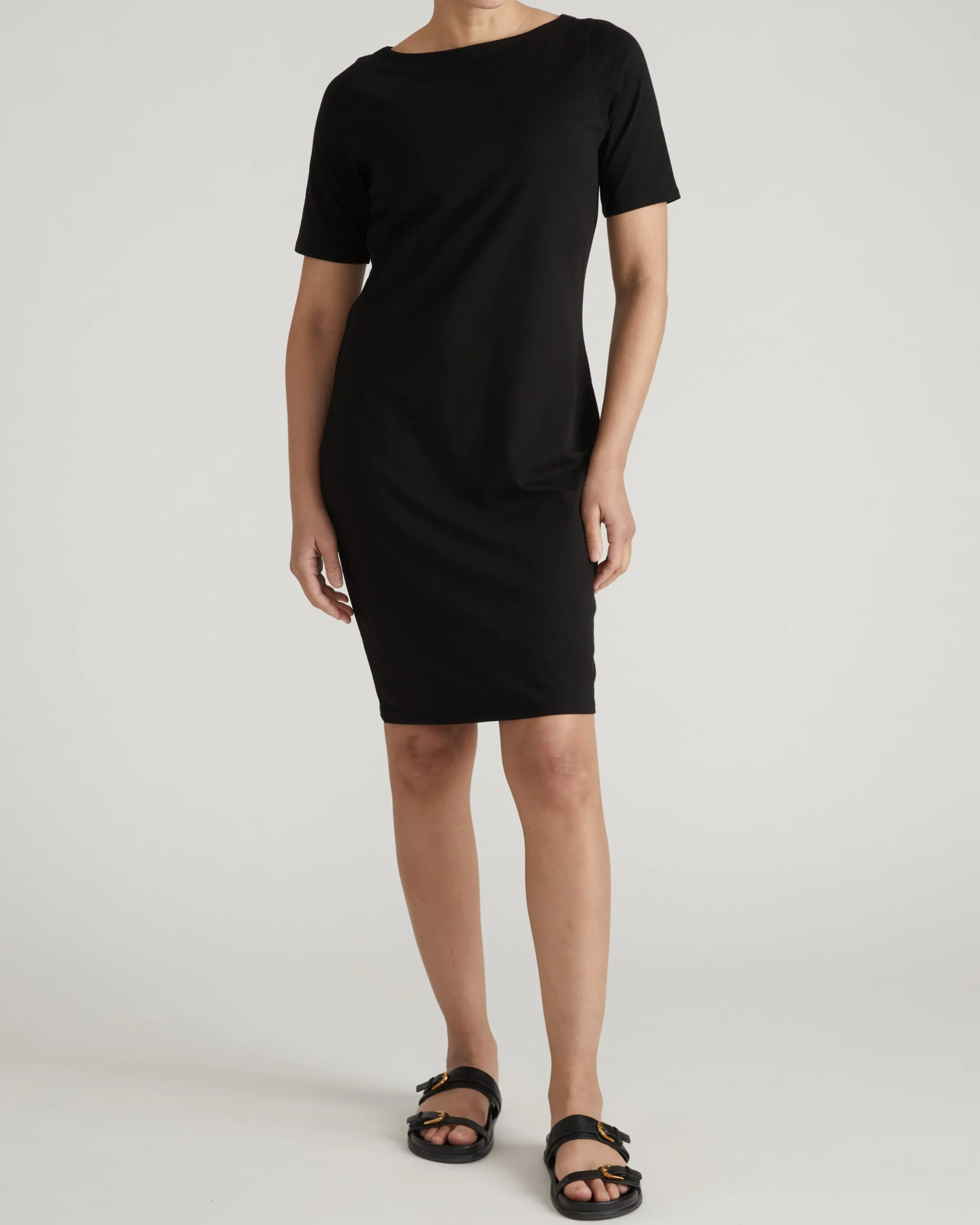 Belle Breton Stripe Jersey Dress Solid Black
