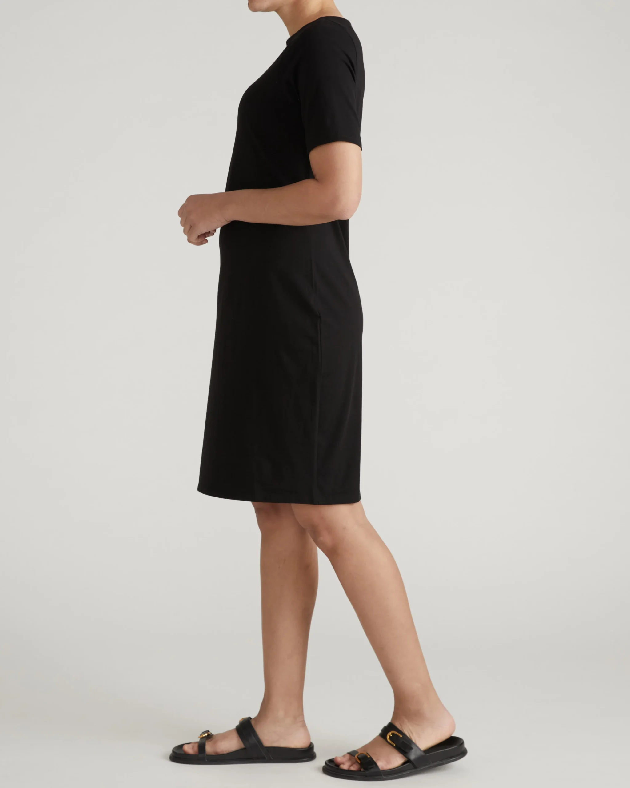 Belle Breton Stripe Jersey Dress Solid Black