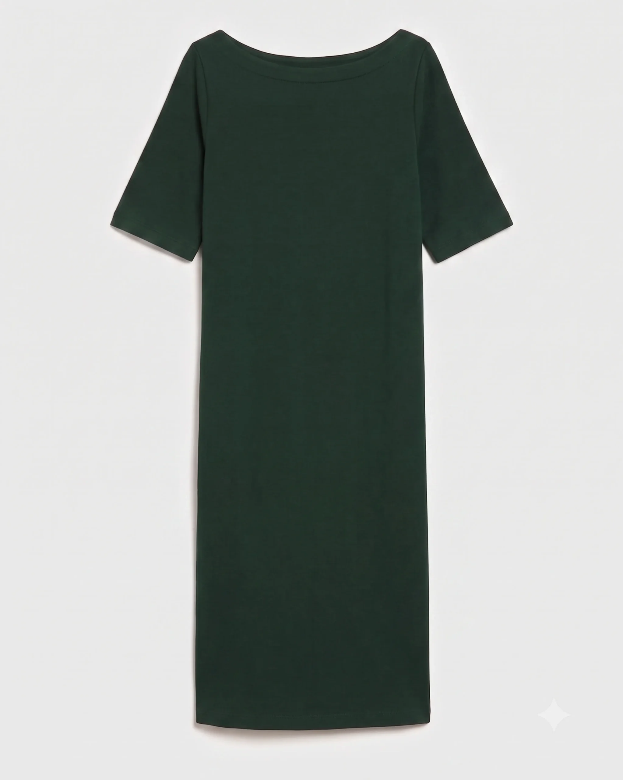 Belle Breton Stripe Jersey Dress Solid Conifer