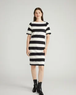 Belle Breton Stripe Jersey Dress Ecru/Black Rugby Stripe