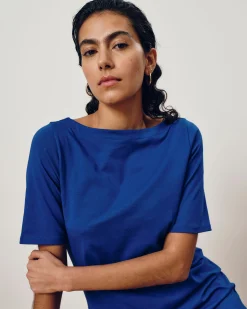 Belle Breton Stripe Jersey Dress Solid Ultramarine