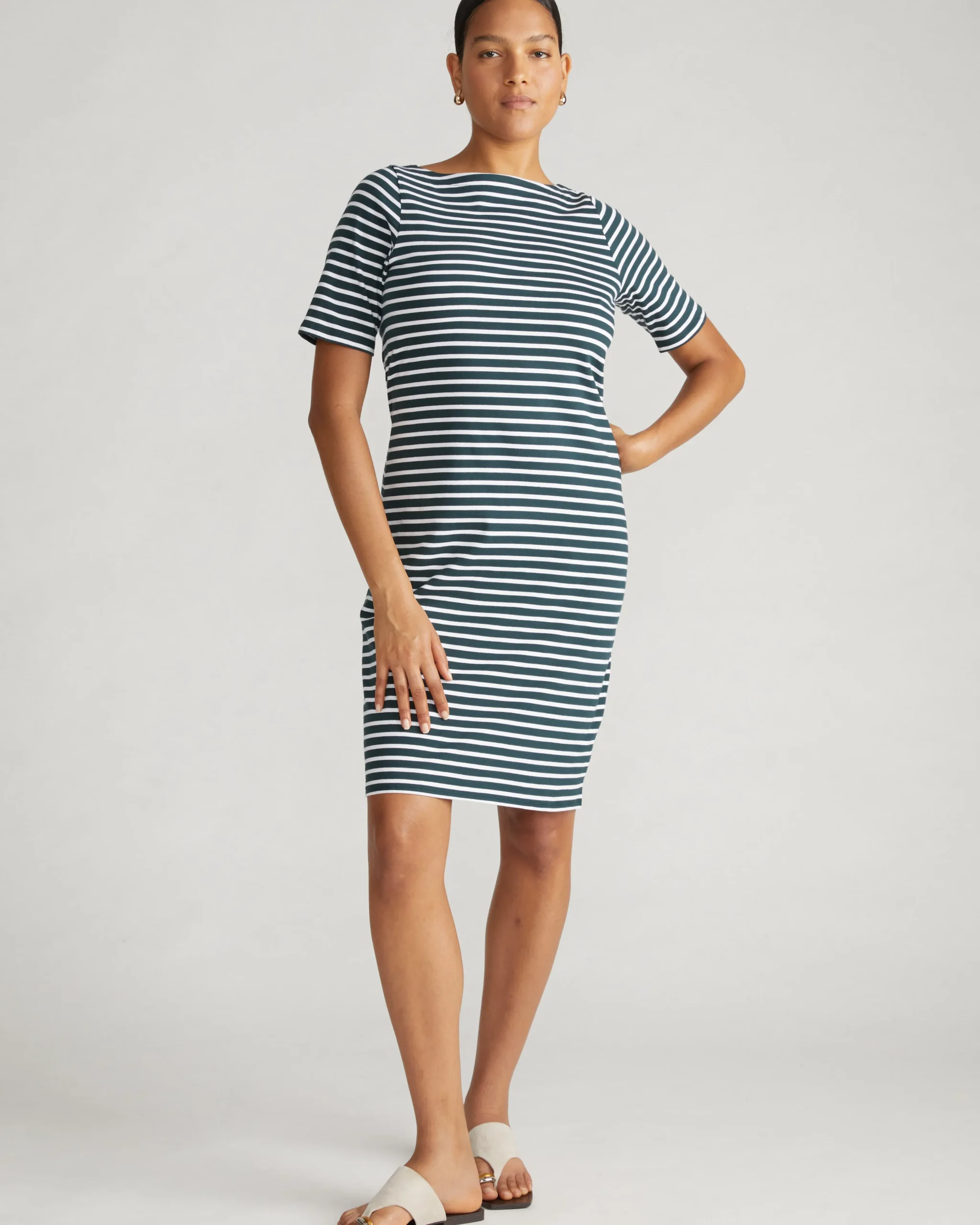 Belle Breton Stripe Jersey Dress Deep Sea/White Stripe