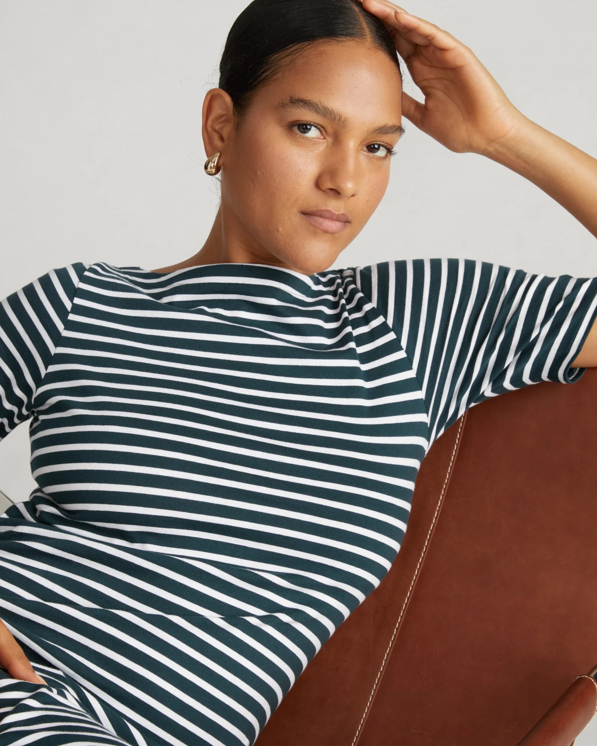 Belle Breton Stripe Jersey Dress Deep Sea/White Stripe
