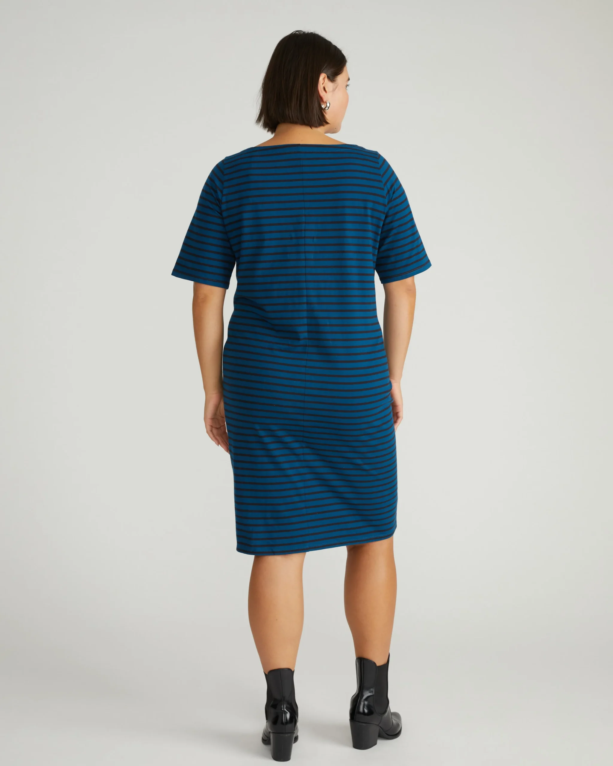 Belle Breton Stripe Jersey Dress Deep Teal/Black Stripe