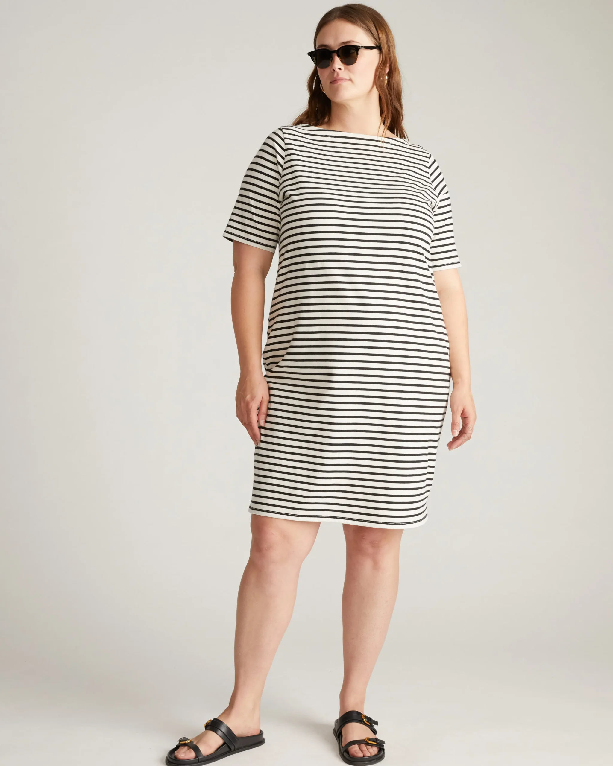 Belle Breton Stripe Jersey Dress Ecru/Black Stripe