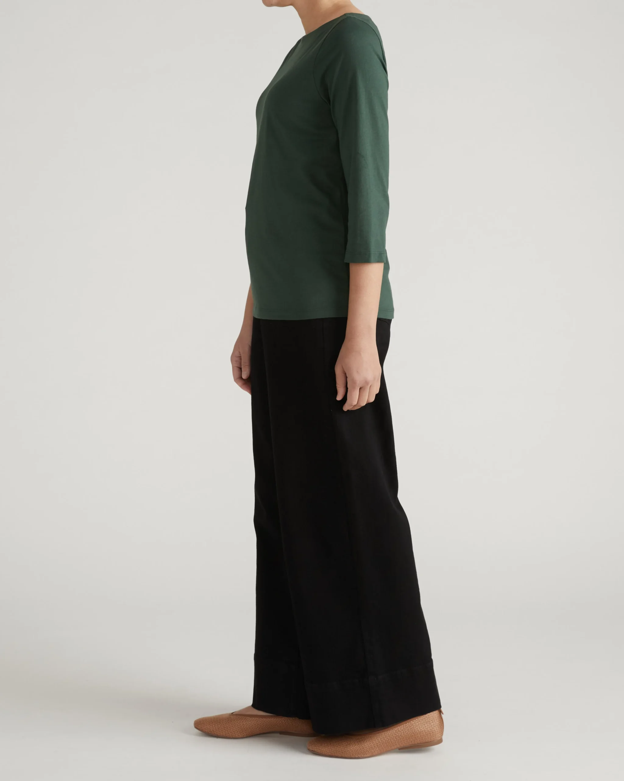 Belle Breton Stripe Jersey Tee Solid Conifer