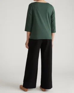 Belle Breton Stripe Jersey Tee Solid Conifer