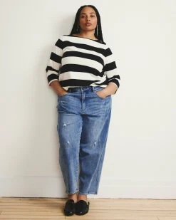 Belle Breton Stripe Jersey Tee Ecru/Black Rugby Stripe