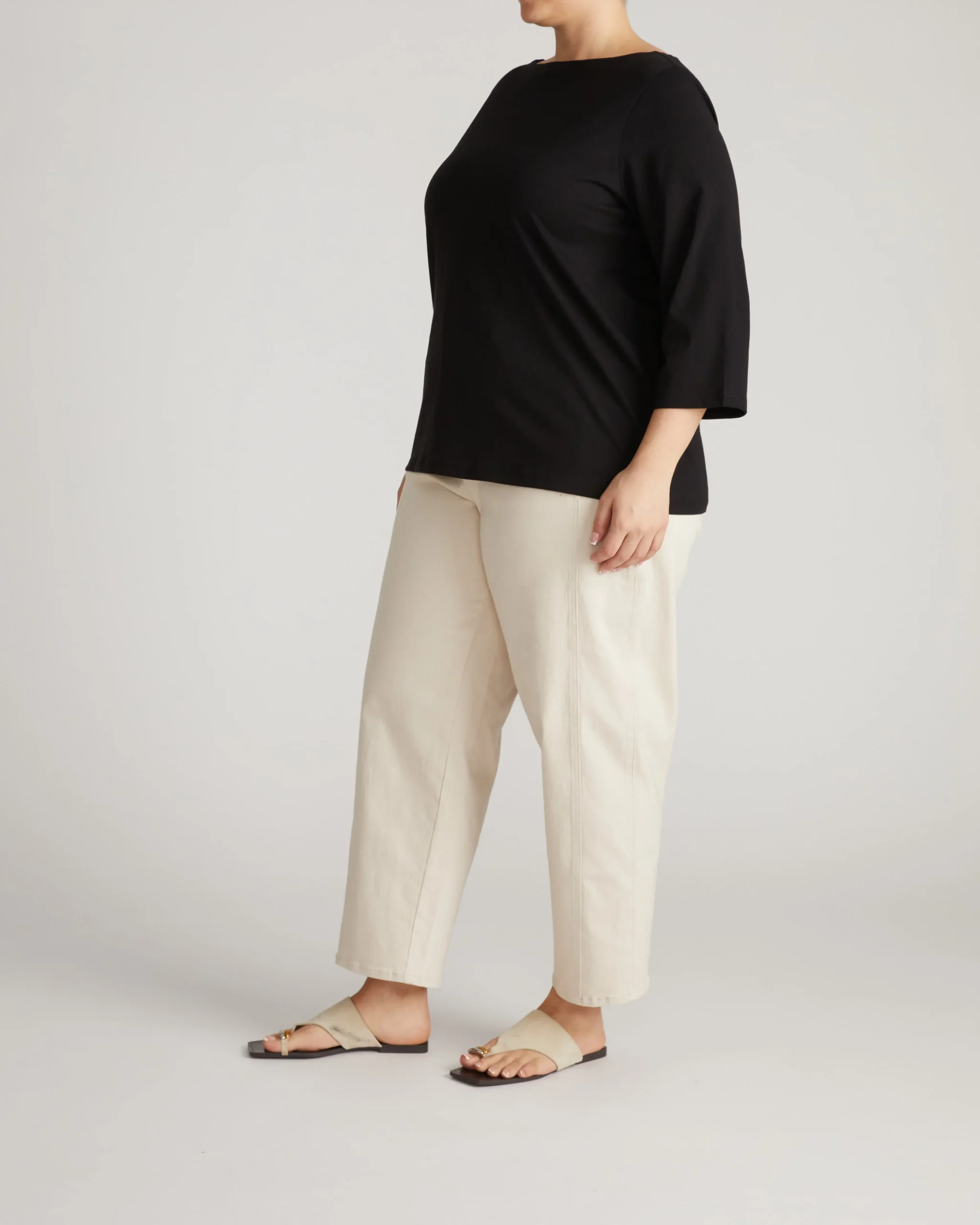 Belle Breton Stripe Jersey Tee Solid Black