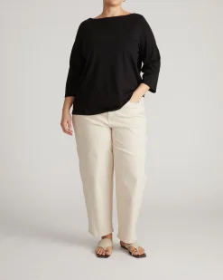 Belle Breton Stripe Jersey Tee Solid Black