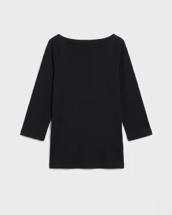 Belle Breton Stripe Jersey Tee Solid Black