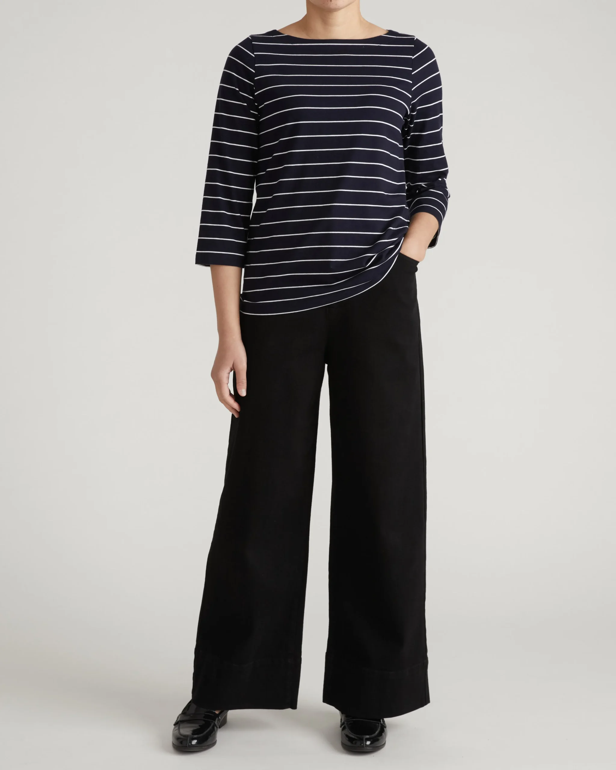 Belle Breton Stripe Jersey Tee Navy Pinstripe