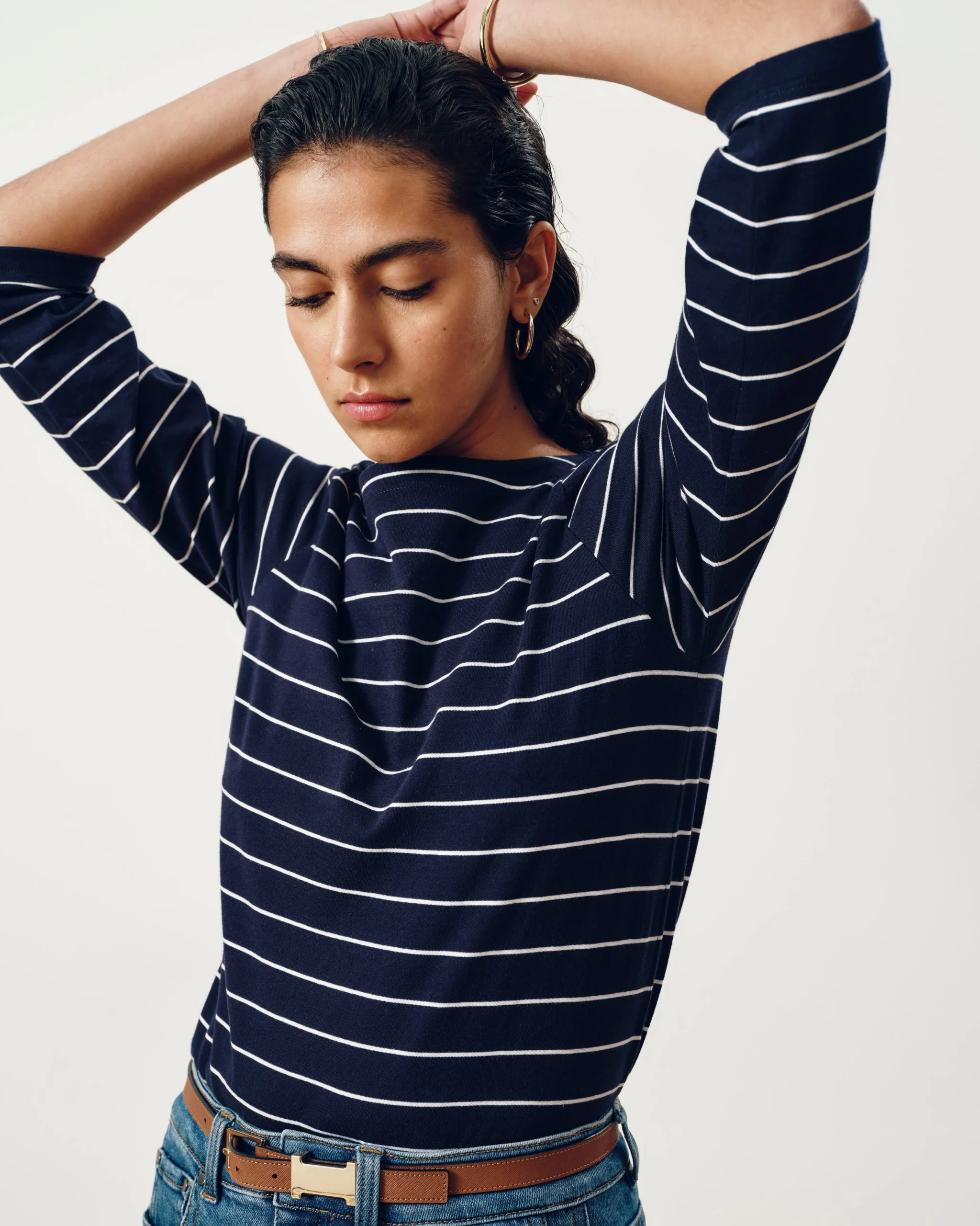 Belle Breton Stripe Jersey Tee Navy Pinstripe
