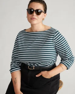 Belle Breton Stripe Jersey Tee Deep Sea/White Stripe