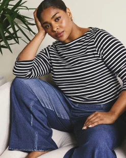 Belle Breton Stripe Jersey Tee Black/White Stripe