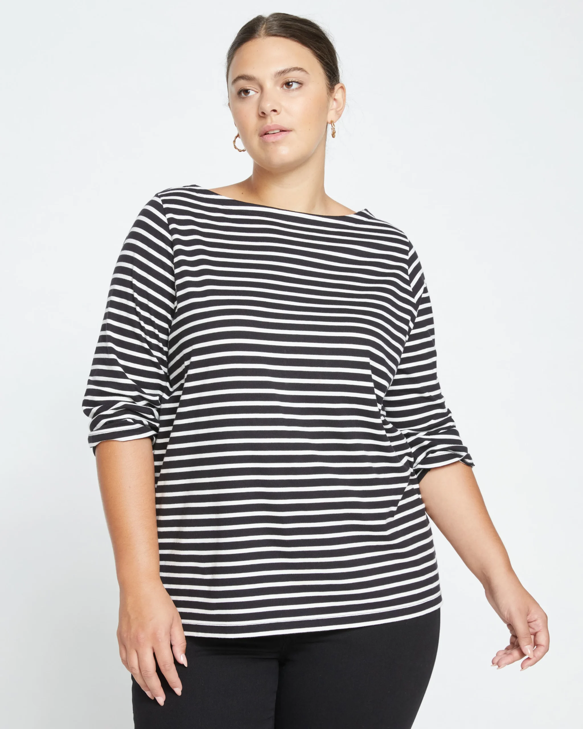 Belle Breton Stripe Jersey Tee Black/White Stripe