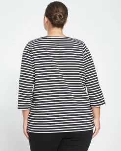 Belle Breton Stripe Jersey Tee Black/White Stripe