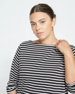 Belle Breton Stripe Jersey Tee Black/White Stripe